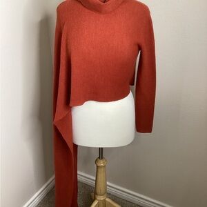 KUNA Baby Alpaca Turtleneck Sweater Wrap Burnt Orange Peru Med